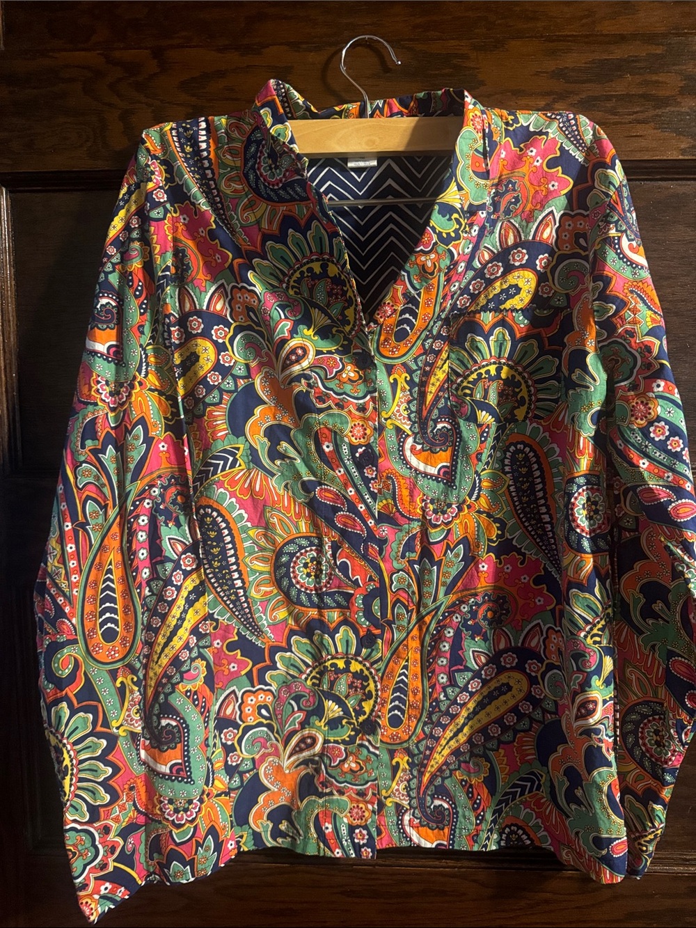 Vera Bradley Multicolor Paisley Button Down Shirt - Navy, Orange, Pink, Green